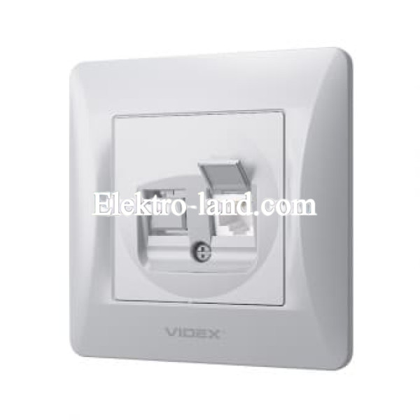 Розетка CAT6 одинарная компьютерная серебрянный шелк Videx Binera 